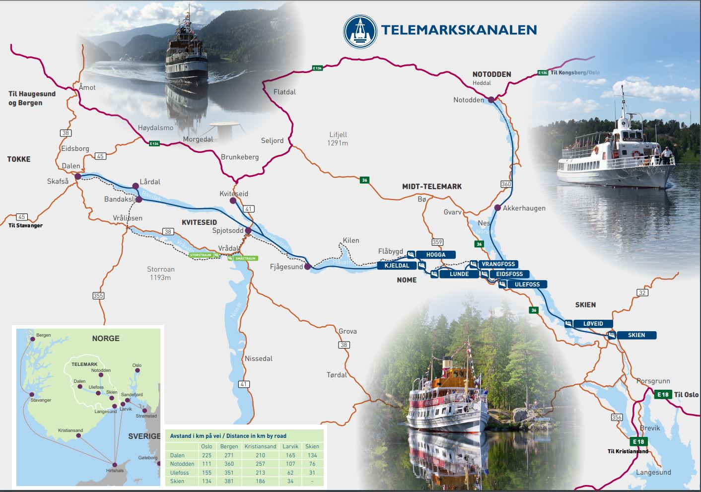 Map of the Telemark Canal